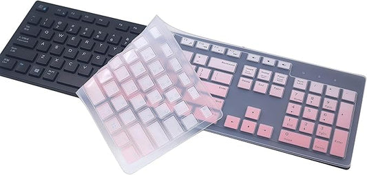 Keyboard Cover Skin Compatible for Dell KM636 KB216 KB216t KB216p Wireless/Wired Keyboard & Dell Optiplex 5250 3050 3240 5460 7450 7050, Inspiron AIO 3475/3670/3477 All-in One Desktop (Ombre Pink)