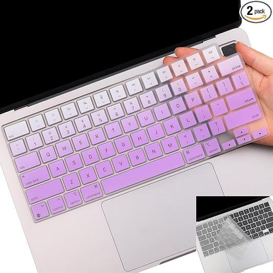 2 Pack Keyboard Cover for 2026 MacBook Neo 13" (Touch ID) & MacBook Pro 14"/16" M5-M1 Pro/Max, M5-M2 & MacBook Air 13"/15" M5-M1, Keyboard Protective Skin US Layout-Opurple