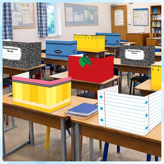 30 Pack Desk Dividers for Students Composition Notebook Pencil Privacy Folder for Students Waterproof Study Carrel Dividers Testing Divider Privacy Classroom Shield Folder Boards for Teacher Supplies