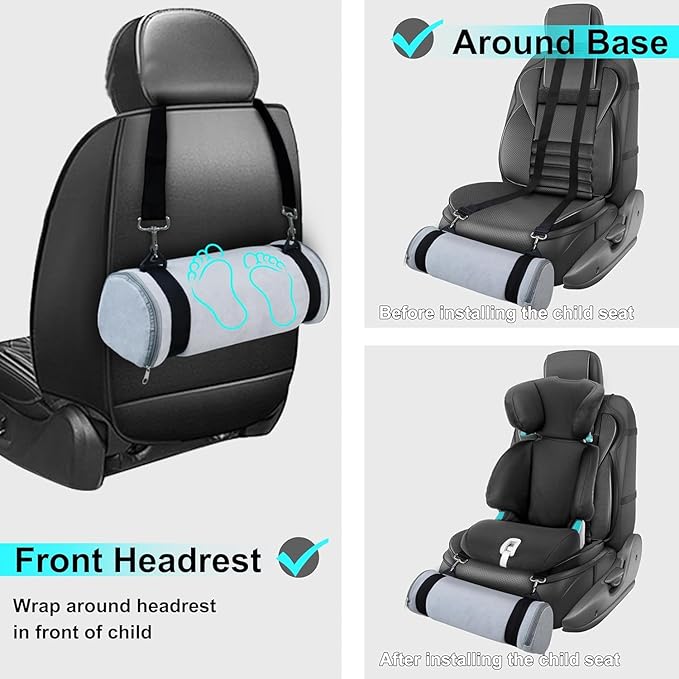 Car Seat Footrest for Children, Strap-On Car Seat Leg Support Pad, Footrest for Children Ideal for Long Road Trips, Car Seat Footrest for Children—(Gray)