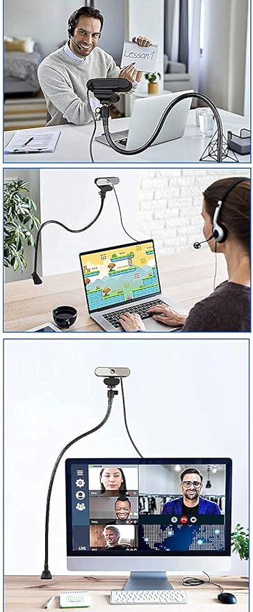 Webcam Stand Holder 27" Adjustable Gooseneck Desktop Camera Desk Clamp Mount for Logitech Webcam C925X, C922, C930e, C930, C920, C615, Etc. (1/4" Threaded)