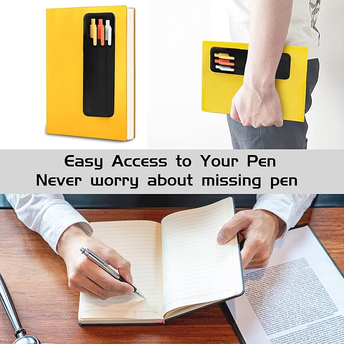 Epessa Stick-On Pen Holder for Notebook, Adhesive Pencil Sleeve Pouch for Hardcover Journals, Planners, Notebooks, Reusable Pen Pocket Organizer Easy to Remove (2 Pack)
