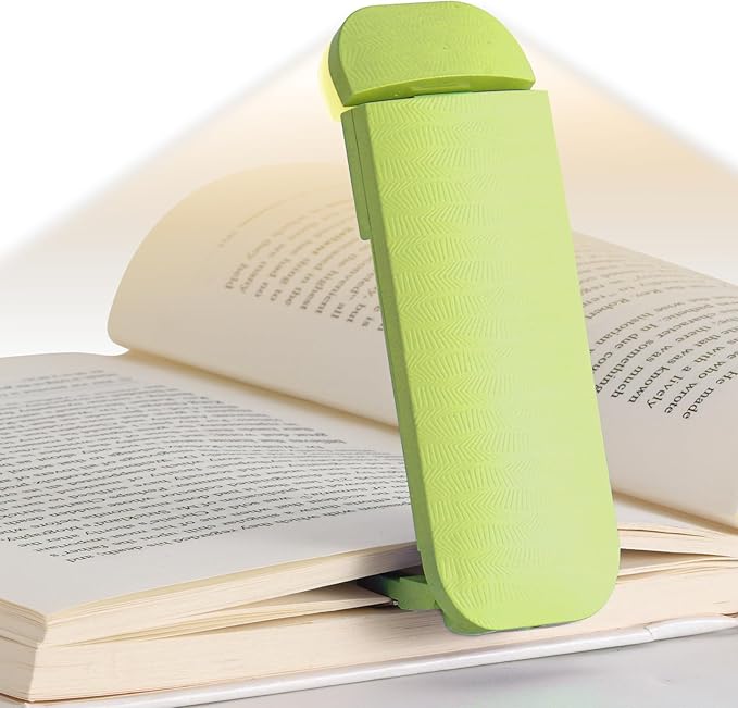 HEMONNKAM Book Reading Light, Rechargeable Clip on Booklight, Eye Caring 3 Color Temperatures & 5 Brightness Levels, Night Use for Bed, Long Lasting, Reading at Night in Bed, Green