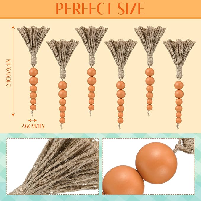 Kathfly 6 Pcs Easter Wooden Bead Carrots Decorations 9.45 Inch Artificial Easter Carrot Ornaments Basket Fillers Tiered Tray Table Decor Farmhouse Spring Party Favors Supplies Photo Props