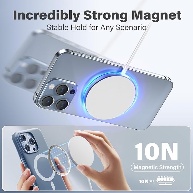 Magnetic Wireless Charger Charging Pad: 15W Qi Fast Portable Slim Charger Puck for iPhone 17e 17 Air 17 Pro Max 16 15 14 13 12 Series S26 & AirPods 4 3 2 Pro - Include USB-C/A Dual Ports (3Pack White)