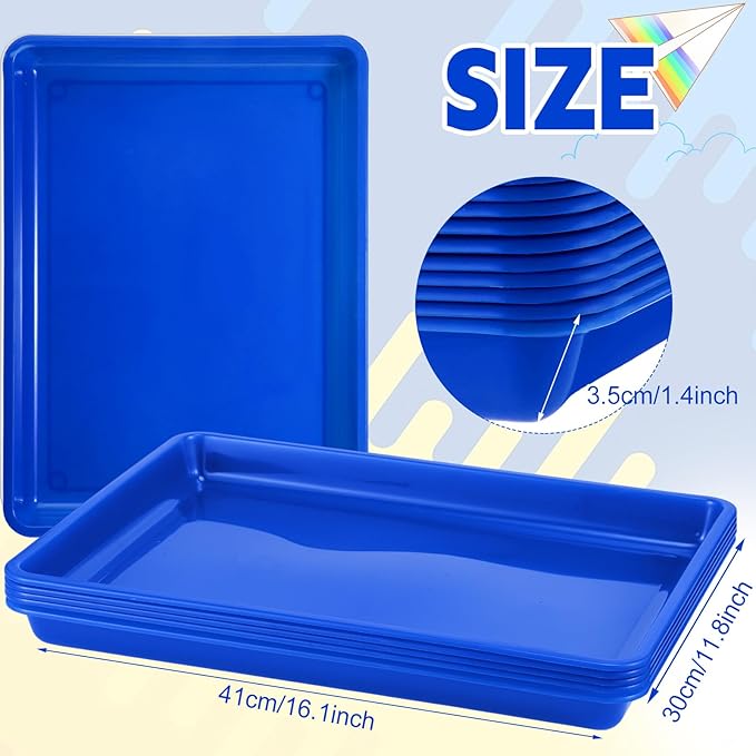 Hoteam 5 Pcs Paper Trays for Classroom Plastic Storage Bin Tray Bulk Stackable File Organizer for School Office Teacher Book Organization Supplies(Blue,16.14 x 11.81 x 1.38 Inch)