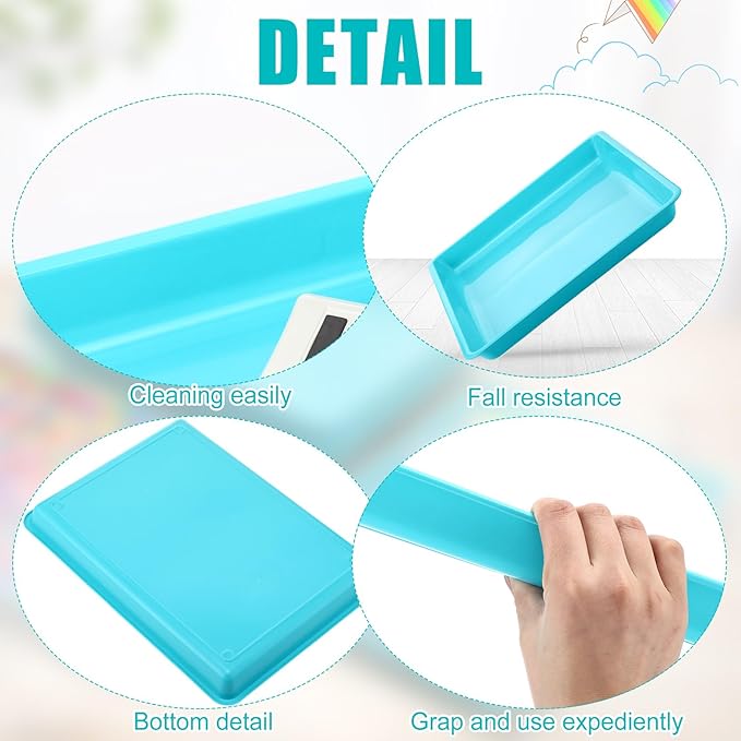 Hoteam 5 Pcs Paper Trays for Classroom Plastic Storage Bin Tray Bulk Stackable File Organizer for School Office Teacher Book Organization Supplies(Cambridge Blue,16.14 x 11.81 x 1.38 Inch)