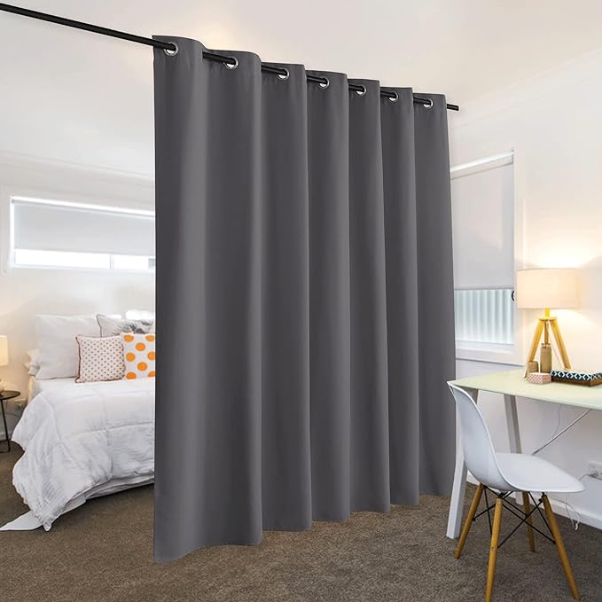 RYB HOME Blackout Curtains Soundproof Energy Saving Insulating Privacy Room Divider Curtains for Patio Sliding Glass Door Living Room Garage Home Theatre Large Window, W 150 x L 84 inches, Grey