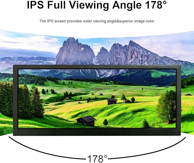 VSDISPLAY 10.3 Inch 1920x720 Touchscreen Monitor IPS Small Stretched Bar LCD 850 Nits Brightness with Mini H/D USB-C Video Input for Computer Laptop PC Industrail Secondary Display