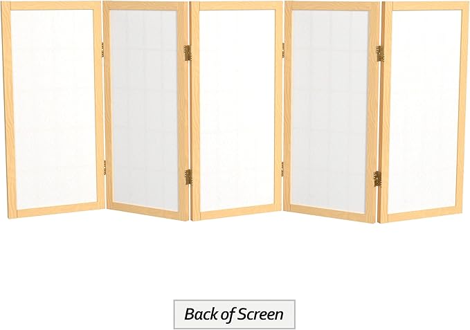 2 ft. Short Desktop Window Pane Shoji Screen - Natural - 5 Panels