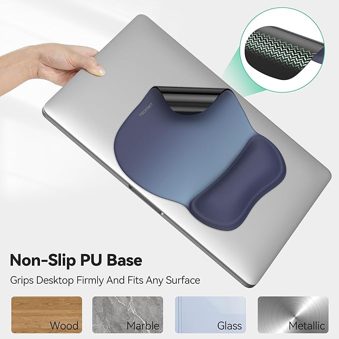 TECKNET 2 Pack Gel Mouse Pad with Wrist Rest, Ergonomic Office Mousepad with Wrist Support - Non-Slip & Smooth Surface Comfortable Desk Accessories Mat for Office, Gaming and Study - Gradient
