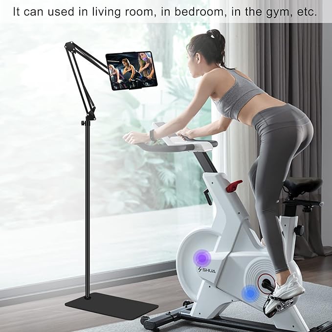 Tablet Floor Stand with 6LB Weight, Overhead Bed phone Stand Angle Height Adjustable Arm Stretchable Stand Holder, Compatible with iPhone iPad Mini Air Pro, Galaxy Tab, Kindle, E-Readers,all Phones
