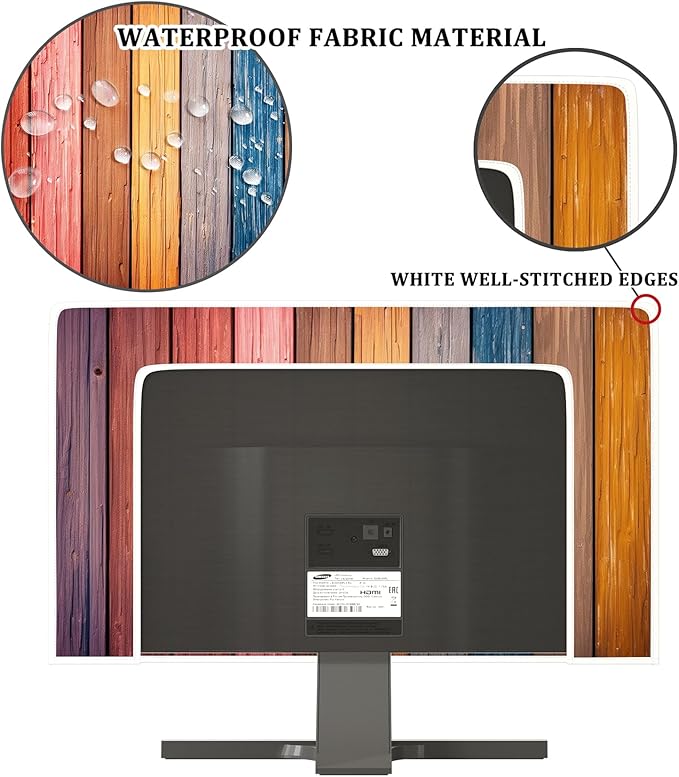 Waterproof Television Covers 80 Inch Anti-Static Dust-Proof TV Display Protectors Protective Sleeve Compatible with Screen TV Desktop TVs,Colorful Wooden Board Design