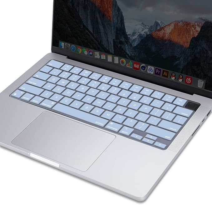 MOSISO Keyboard Cover Skin Compatible with MacBook Air 15 inch M3 A3114 M2 A2941/Air 13.6 A3113 A2681/Pro 14/16 M4 M3 M2 M1, Pastel Blue
