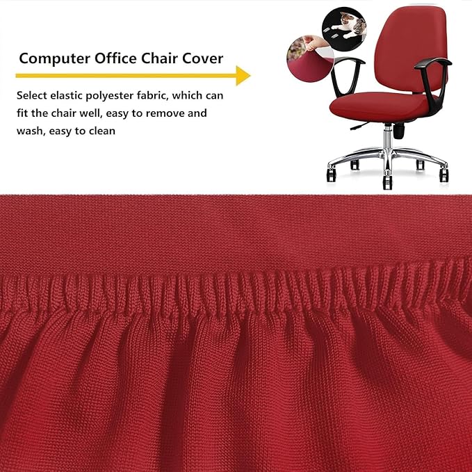 Office Chair Covers - 2 Piece Protective Stretchable Chair Seatcovers Stretch Chair Slipcover, Removable Washable Universal Armchair Cover Slipcover Chair Seat Cover Protector Cover