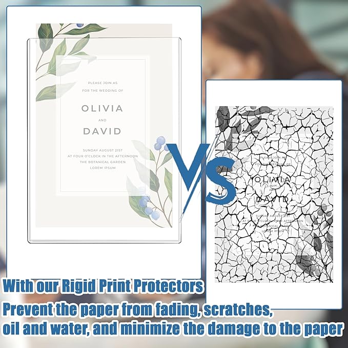 8 1/2" x 11" Rigid Print Protectors Clear Sheet Protectors Hard Plastic Paper Page Magazine Protectors for Collectors Rigid Top Loaders Document Holder Birth Certificate Protector (8)
