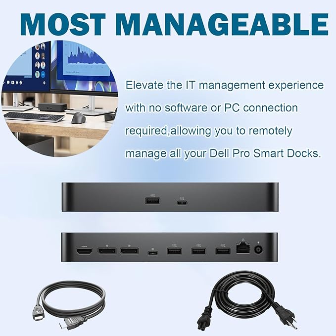 Dell Pro Smart Dock SD25 Docking Station Bundle - 10Gbps,Performance Dock Support for up to 4 displays with 180W Power Adapter, HDMI, DisplayPort