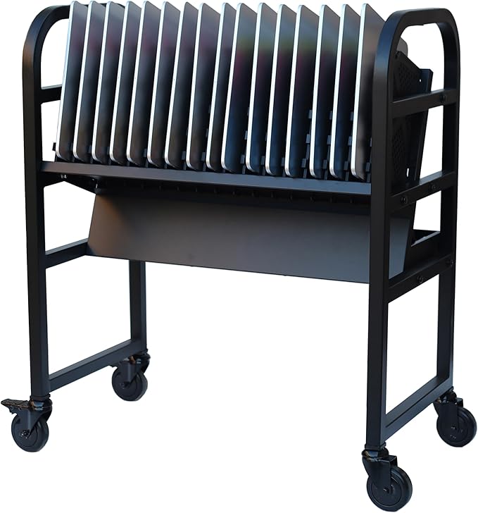 Workington 16-Device Mobile Open School Charging Cart Station for Ipads, Chromebooks, Tablets and Laptops Computer with Power Strip Included, Assembly Required, 1005 Black