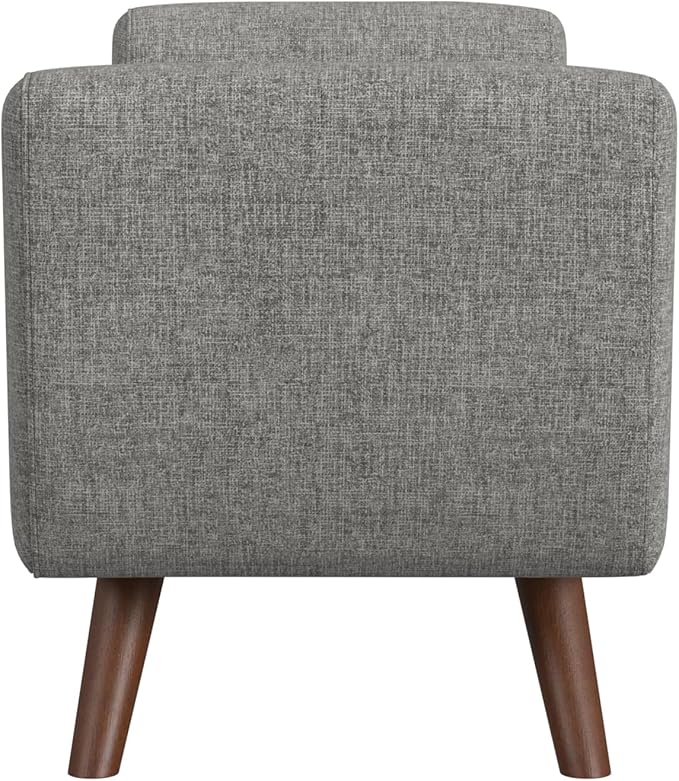 HomePop Modern Storage Bench with Wood Legs |Homepop Home Décor|Bench with Storage for Living Room & Bedroom - Gray Woven