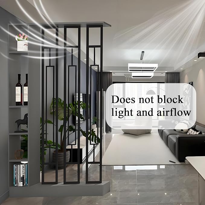 Wall Room Divider - Freestanding Wood Room Divider with Shelves, Wall Divider with Storage Cabinet, Easy Assembly Freestanding Decor for Bedroom, Office