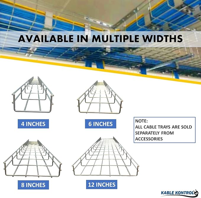 Kable Kontrol Cable Tray - 10 Ft L x 2" W x 2” H - 360 Pcs Bulk Pack - Wire Mesh Cable Management Rack Cord Organizer Cable Basket, Zinc Plated Steel NEC Approved for Network, Fiber Optic, Cabling