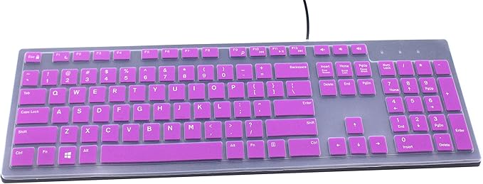 Keyboard Cover Compatible for Dell KM636 KB216 Keyboard, Dell Optiplex 5250 3050 3240 5460 7450 7050, Dell Inspiron AIO 3475 3670 3477, Dell Inspiron 27 7000 7700 7790 All-in-One Keyboard (Purple)