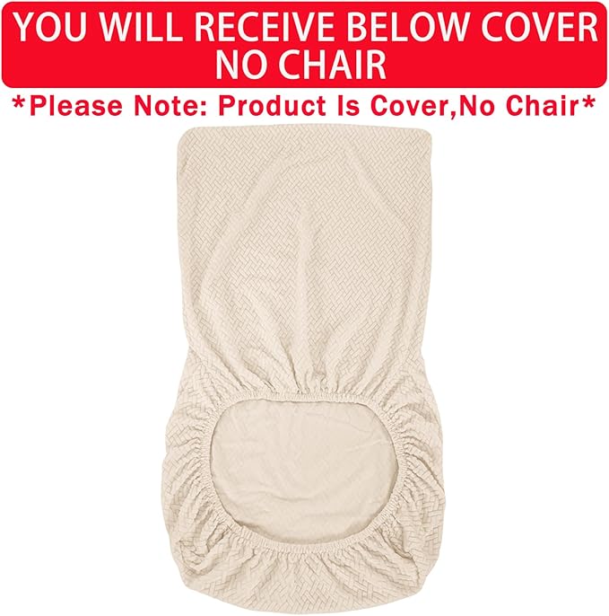 Vanity Chair Cover Criss Cross Chair Cover Elastic Armless Chair Slipcover Armless Chair Covers Office Chair Covers (Cream,Just The Cover,No Chair)
