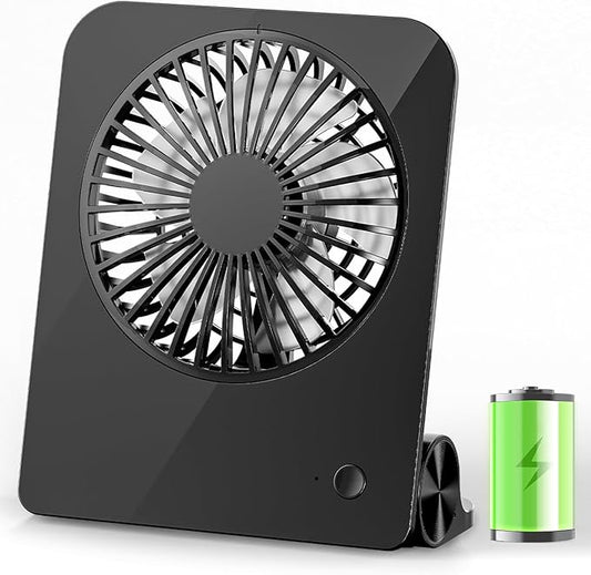 TriPole Desk Fan Small Portable Fan 2000 mAh Rechargeable Battery Ultra Quiet 4.5 Inch Mini Travel Fan with 180° Tilt Folding and 3 Speeds Adjustable for Home Office Desktop Black
