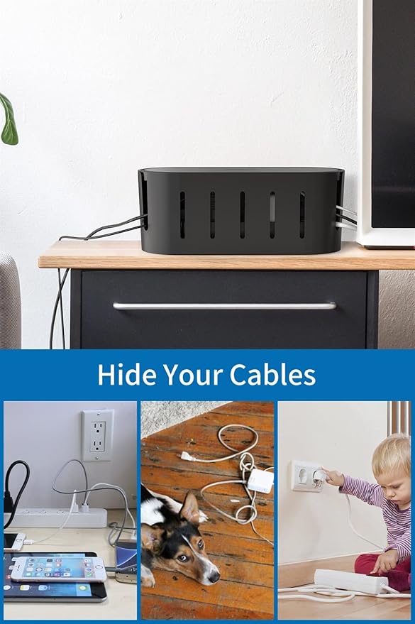 Cable Management Box Wall-mounted Cable Management Box With Child Lock TV Computer Cable Management Device Suitable for Concealing the Power Supply Board and Cable Management Box for TV Computer Hid