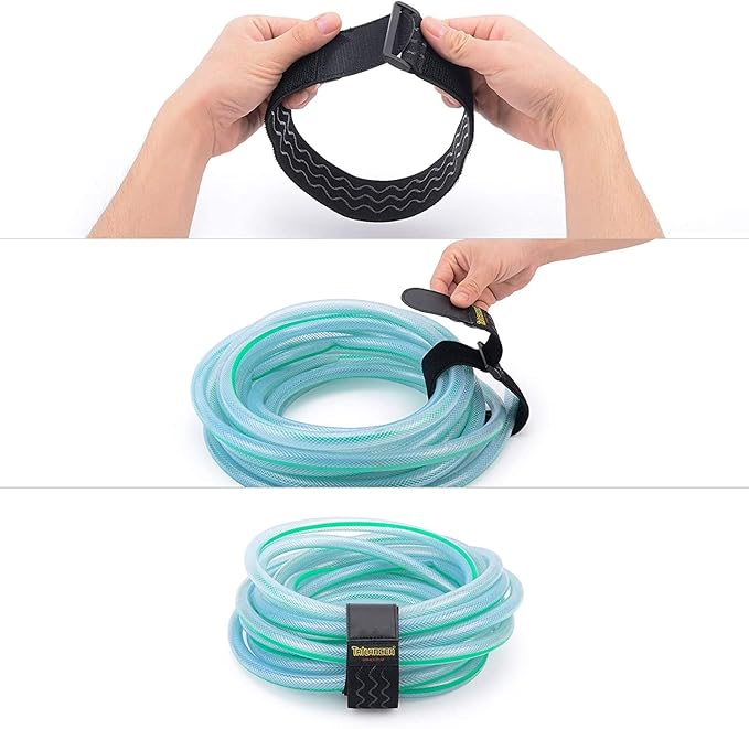 Trilancer Elastic Cinch Straps with Anti-Slip Strips, 3 Size Combo(5-Pack) Heavy Duty Hook and Loop Storage Straps for Extension Cords, Cables, Ropes, Hoses, Bike, RV, Pant Garters,Garage Organization