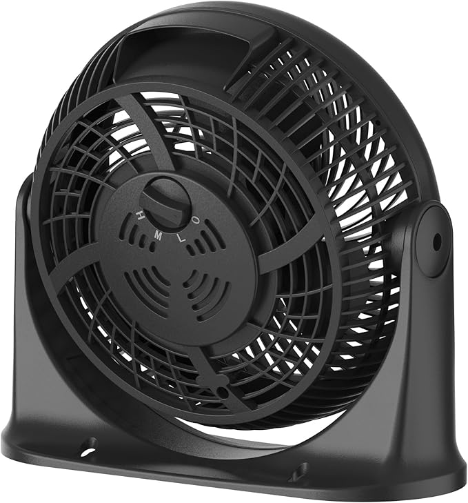 Comfort Zone 11-Inch High-Velocity Tabletop Air Circulator Fan – Quiet 3-Speed Personal Turbo Fan with 90° Adjustable Tilt & Carry Handle – Compact Desk Fan for Home, Office, or Bedroom – Black