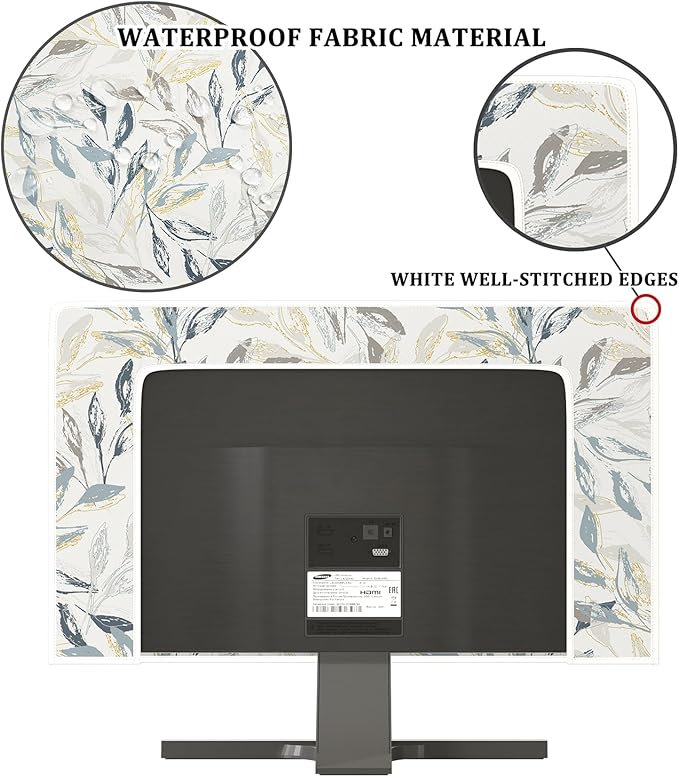 Bohemian Floral Waterproof Screen TV Covers 58, 59, 60 Inch Artistical Boho Botanical Decorative Dust-Proof Television Covers for Desktop PC Protector Full Body Cover for TV Screen