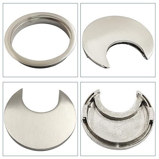 Bonsicoky 2 Pcs 2.4"(60mm) Metal Desk Grommet, Zinc Alloy Desk Cord Hole Cover for Wires Cable Office Desk, Silver