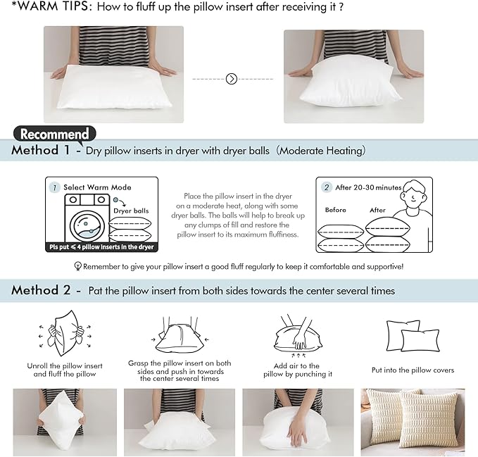 MIULEE Pillow Insert 12x18 Inch, Decorative Rectangle Throw Pillow Inserts, Premium Fluffy Pillow Forms Sham Stuffer for Sofa Couch Living Room