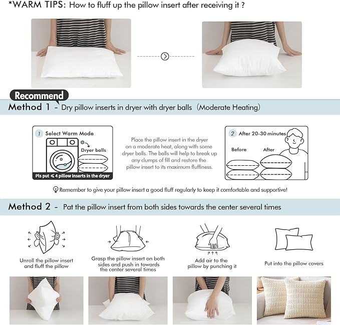 MIULEE Pillow Insert 14x14 Inch, Decorative Square Throw Pillow Inserts, Premium Fluffy Pillow Forms Sham Stuffer for Sofa Couch Living Room
