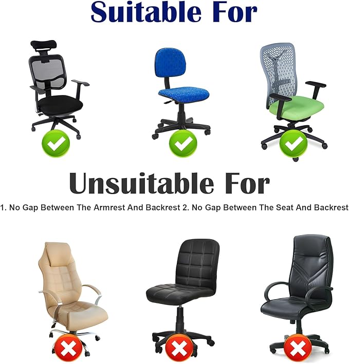 Stretch Jacquard Office Chair Cover, Stretch Office Chair Seat Cushion Covers, Removable Washable Computer Chair-Covers, Universal Gaming-Chair Seat Cover (Black)