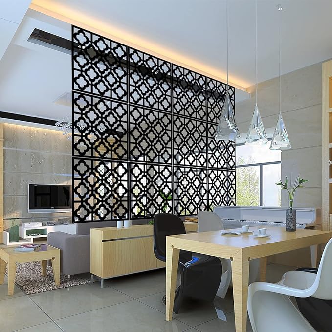 Kernorv Hanging Room Divider Made of Environmentally PVC, 24 PCS Partitions Panel Screen for Decorating Bedroom, Dining, Study and Sitting-Room, Hotel, Bar and Restaurant