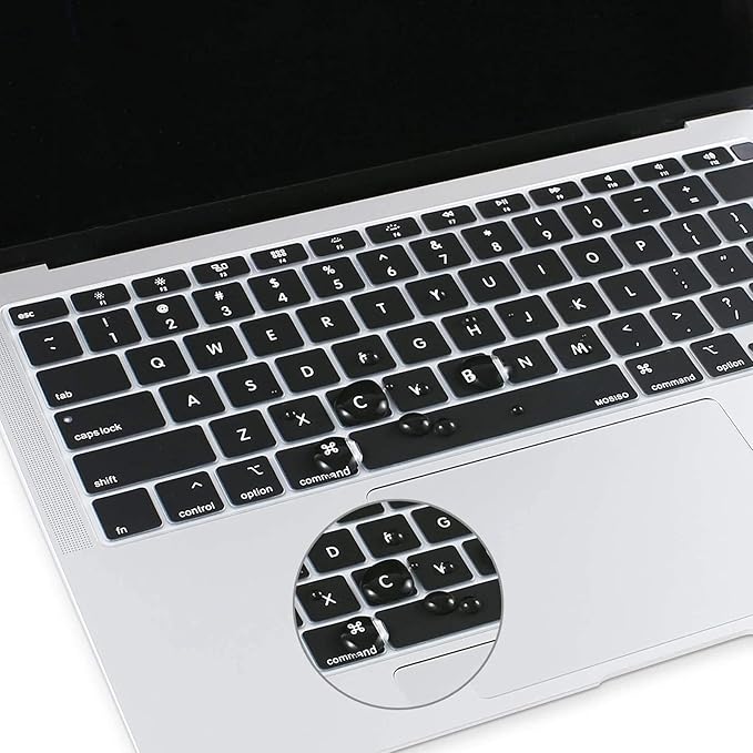 MOSISO Keyboard Cover Compatible with MacBook Air 13 inch 2022 2021 2020 Release A2337 M1 A2179 Retina Display with Touch ID Backlit Magic Keyboard, Waterproof Protective Silicone Skin, Black