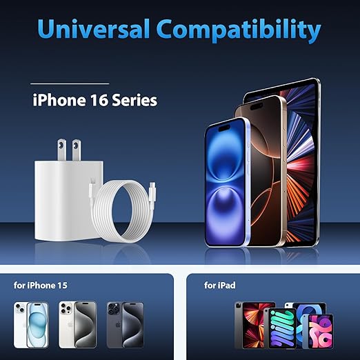 iPhone 16 15 Pro Max Charger Fast Charging,20W USB C iPhone 16 15 Charger Block with 10ft Long Type C Charging Cable Cord for iPhone 16/16 Pro/16 Pro Max/16 Plus 15/15 Pro Max/Pro, Galaxy S24 (3 Pack)