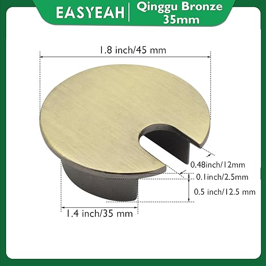 EASYEAH 1 Pcs Desk Grommet 1-3/8" / 35 mm, Desk Cord Hole Cover, Cable Grommet Metal Zinc Alloy Materilal, Desk Hole Grommet for Home & Office Pc, Detachable Cable Cord Organizer-Bronze