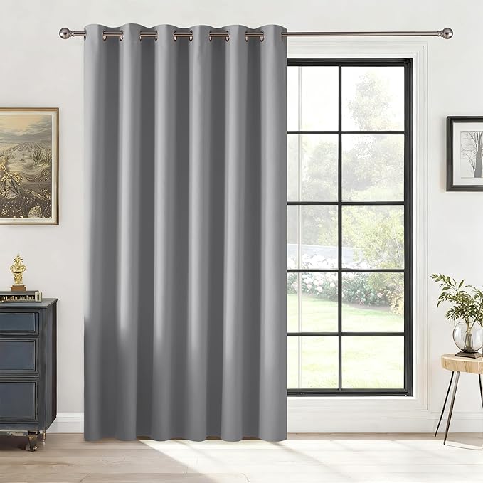 RYB HOME Blackout Thermal Insulated Curtains, Portable Curtain for Sliding Glass Door/Storage/Space Room Divider, Large Window Treatment Room Divider Panel, W80 x L84, Silver Grey, 1 Panel