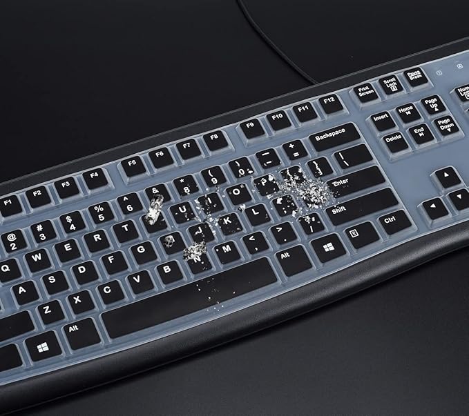 Keyboard Cover for Logitech K120 & MK120 Wired Keyboard, Ultra Thin Logitech MK120 & K120 Keyboard Skin Protector - Black