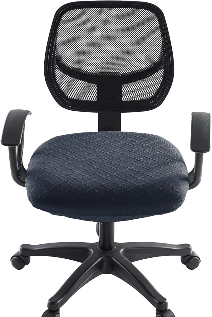 Stretch Jacquard Office Chair Cover, Removable Washable Desk Chair Cover, Anti-dust Seat Cushion Protectors - Dark Grey