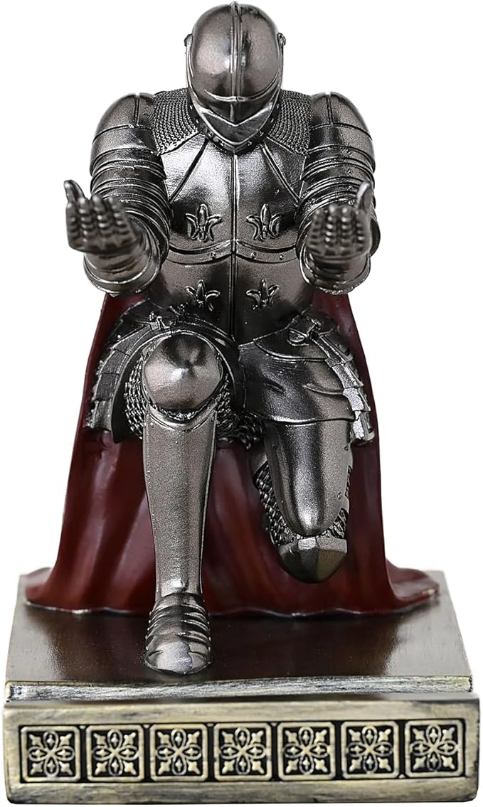 Windbreaker Soldier Knight Pen Holder Personalized Desk Accessory, Mobile Phone & Gaming Controller Holder, Device Stand Gift for Medieval Enthusiasts (Iron)