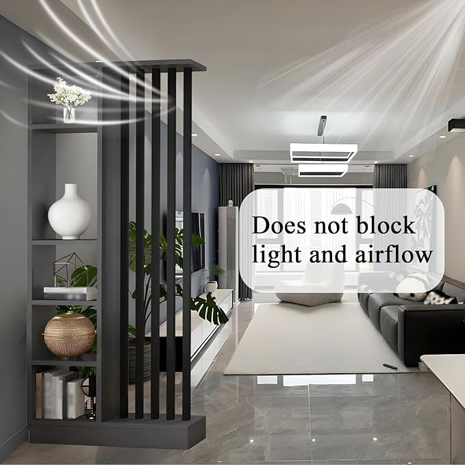 Room Divider with Shelves, Entrance Hall Partition Screen Column Floor to Ceiling - Freestanding Room Divider with Storage Shelf, Freestanding Decor for Bedroom (A Gray + Black, 31.5in / 80cm)
