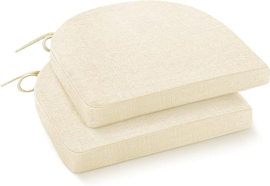 IPYNBAP Chair Cushions for Dining Chairs, Kitchen Chair Cushions, 16'' x 16'' x 2'', Non Slip Indoor Seat Cushions, Chair Pads for Dining Chairs with Ties & Removable Cover, Set of 2, Beige