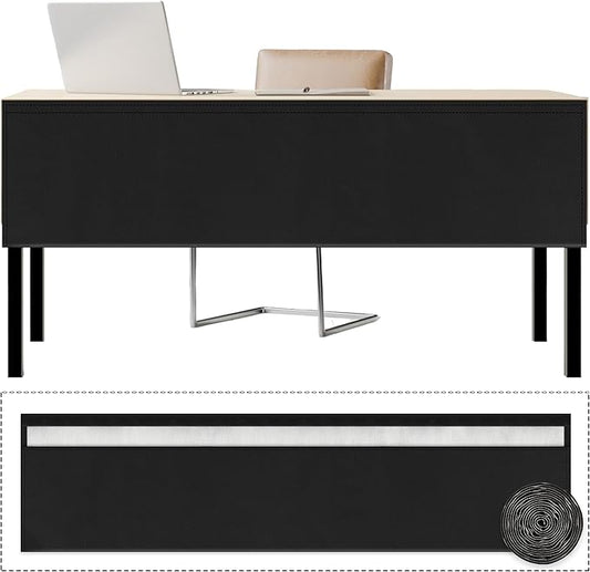 60" Under Desk Privacy Panel with Cable Management Organizer Sleeve Self-Adhesive Modesty Panel for Cord Organizer Pockets and Desk Skirt for Home Office or Standing Workstation