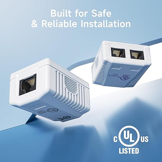 Cable Matters UL Listed Cat6 10-Pack RJ45 Surface Mount Box - 1 Port in White (Cat6 Ethernet Mount Box)