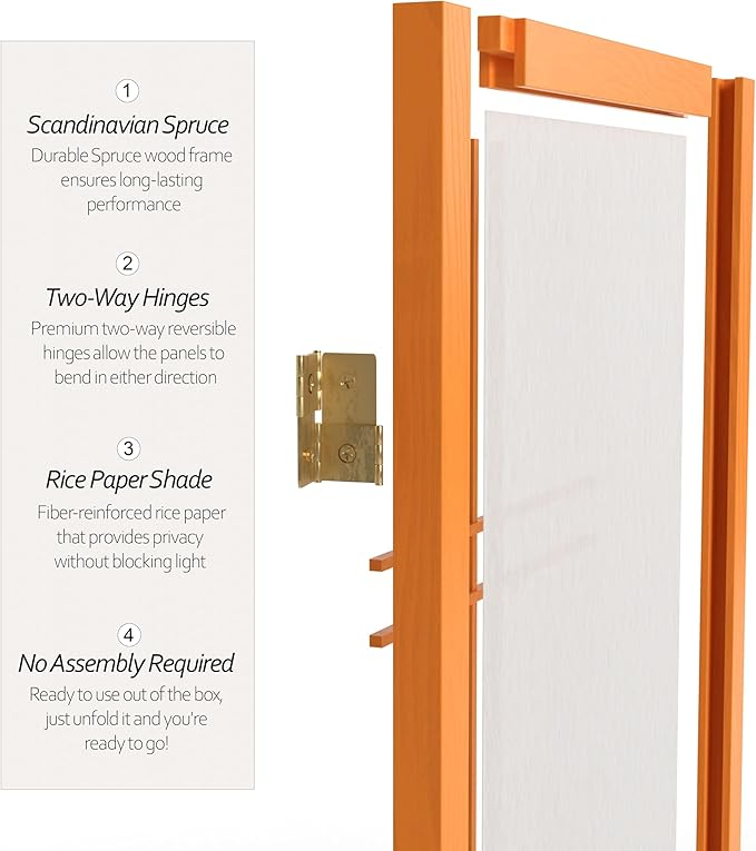 2 ft. Short Desktop Double Cross Shoji Screen - Honey - 4 Panels