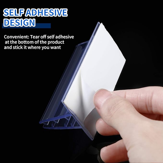 Zonon 24 Pieces Self Adhesive Sneeze Holder, Acrylic Panels Plates Holder Glass Sign Stands, Desk Dividers Privacy for Students, 3 x 1.6 Inch (L x H), 0.04 to 0.2 Inch Thick